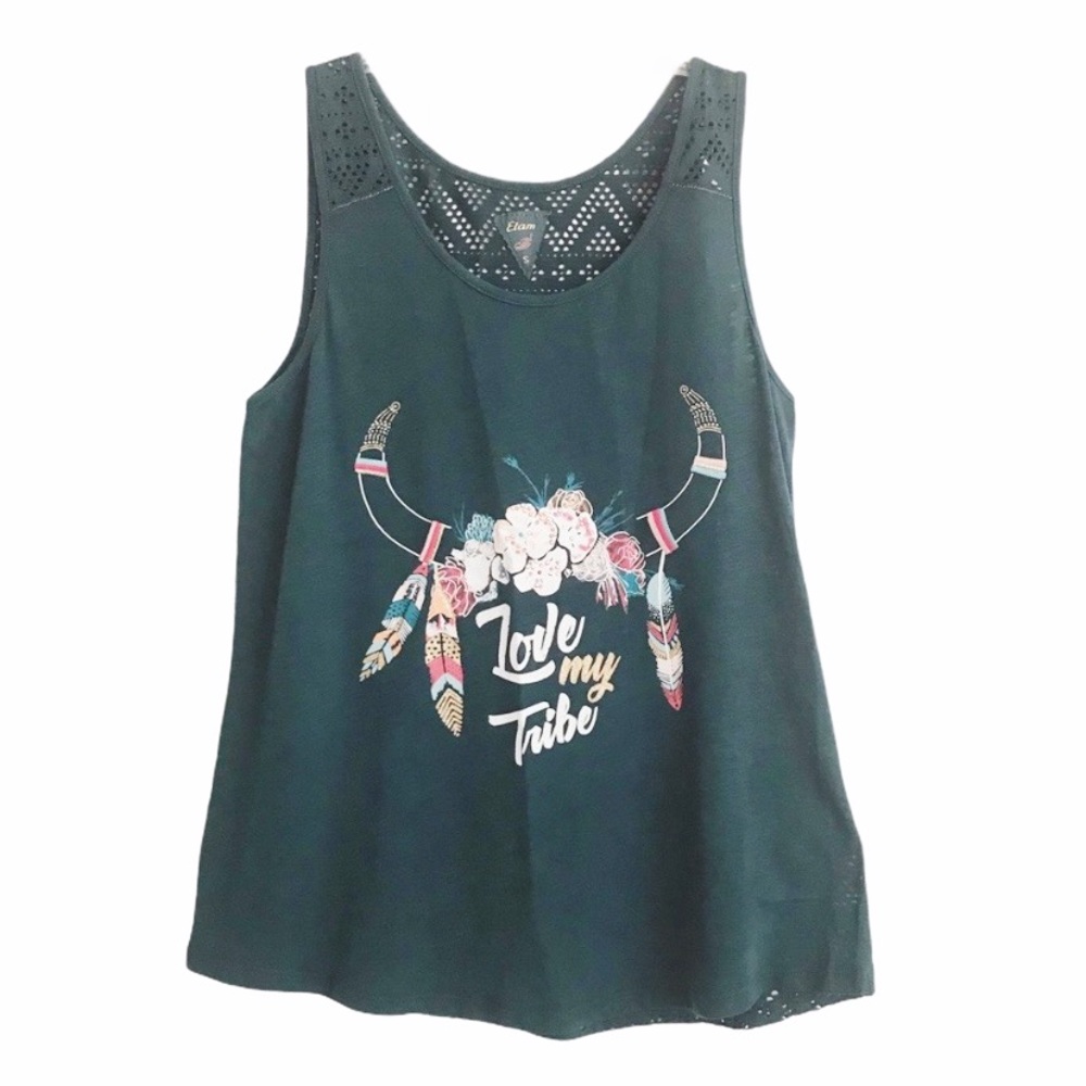 ETAM Boho Bull Horn/Feathers Graphic Tank Small